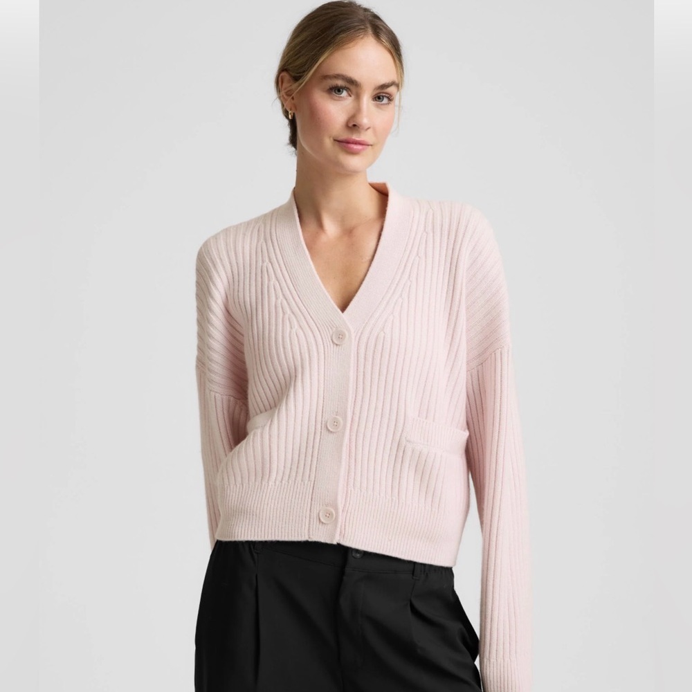 Nwt Beyond Yoga Soft Rib Knit Wool Blend Cardigan Soft Orchid Xs